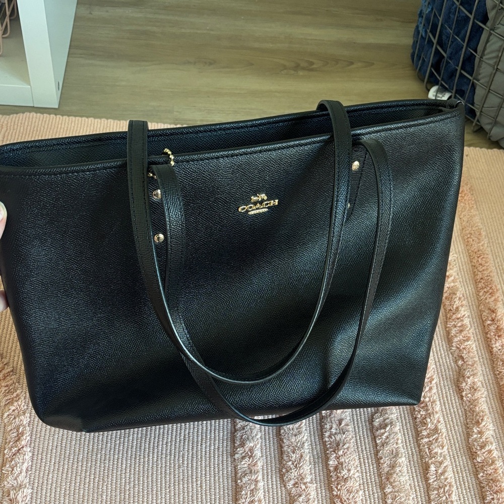Coach Black Tote with Gold Accents